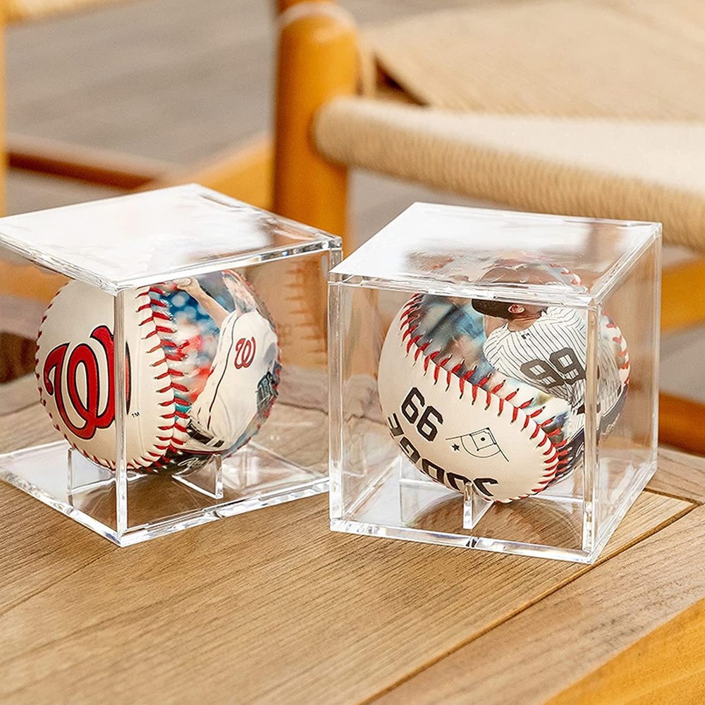 Baseball Display Case, UV Protected Acrylic Cube Holder 1pack, Clear