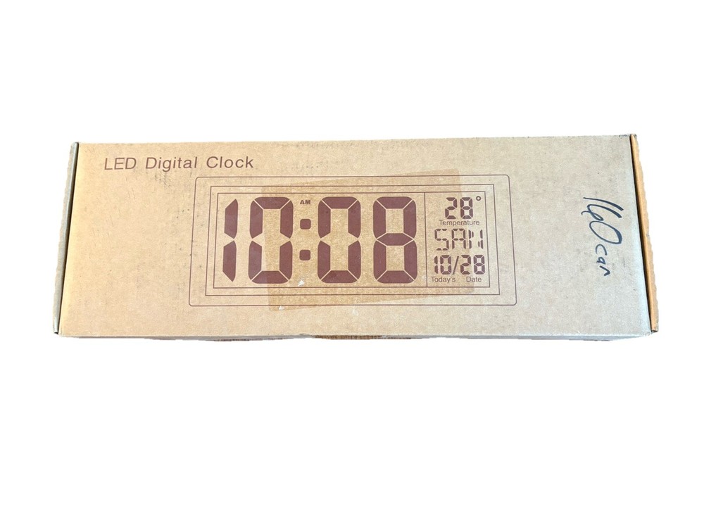 New LED Digital Desk/Wall Clock Black Large Display Temperature Date USB Cable