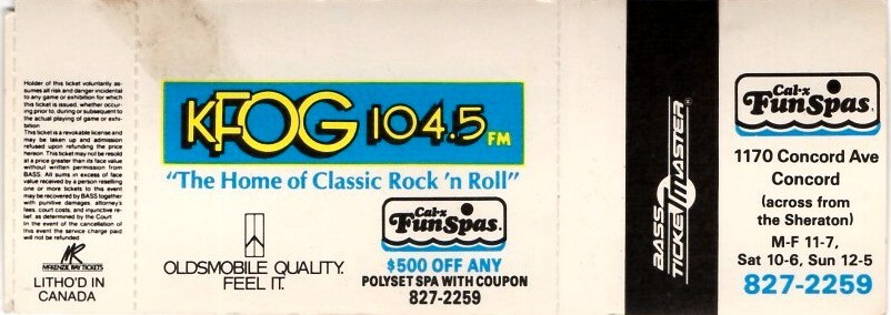 THE ROLLING STONES NOV. 5, 1989 OAKLAND STADIUM GREEN UNUSED TICKET / NMT 2 MINT