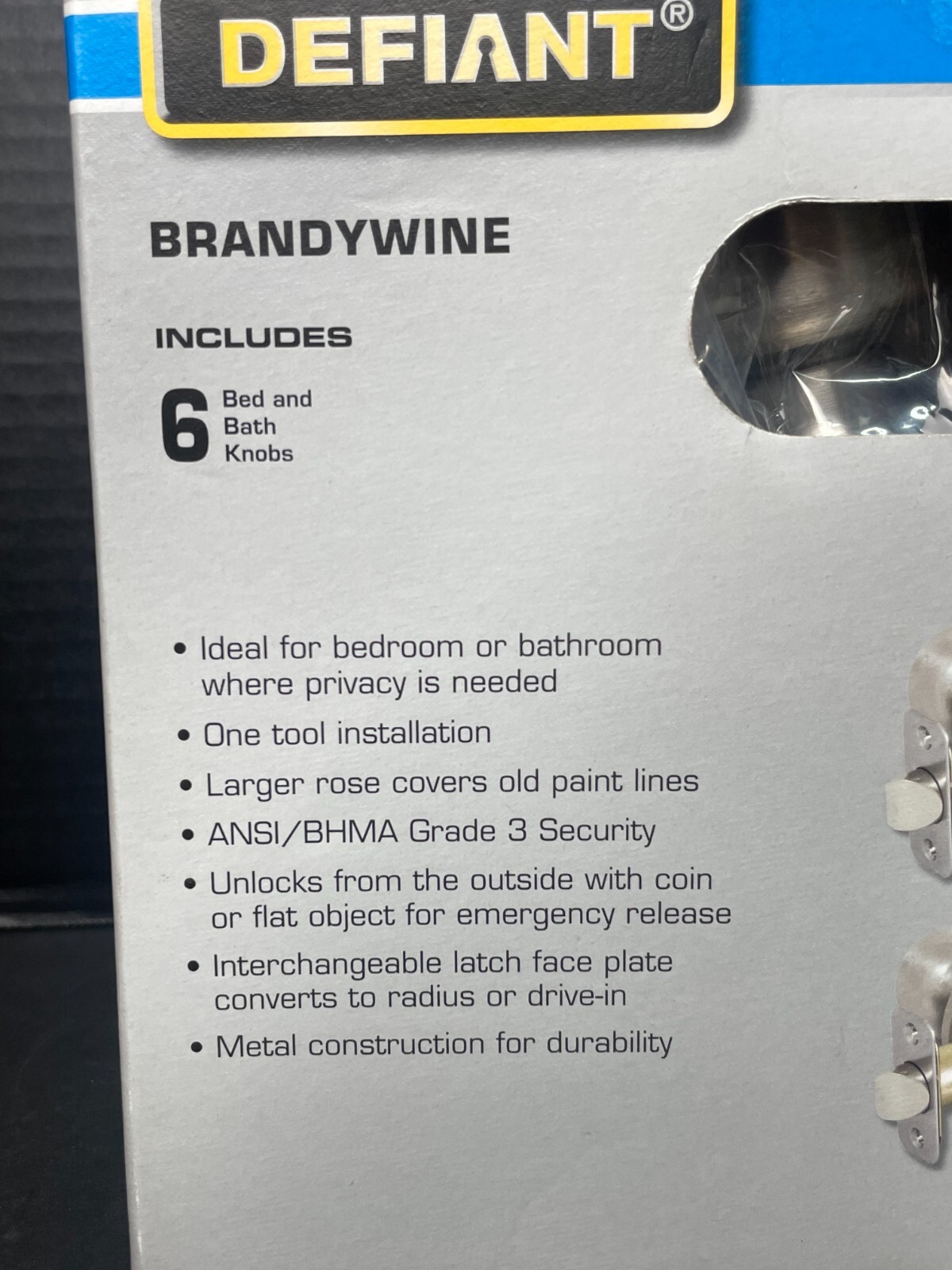 NEW Defiant Brandywine 6 Bed and Bath Knobs Stainless Steel Finish 1002708048