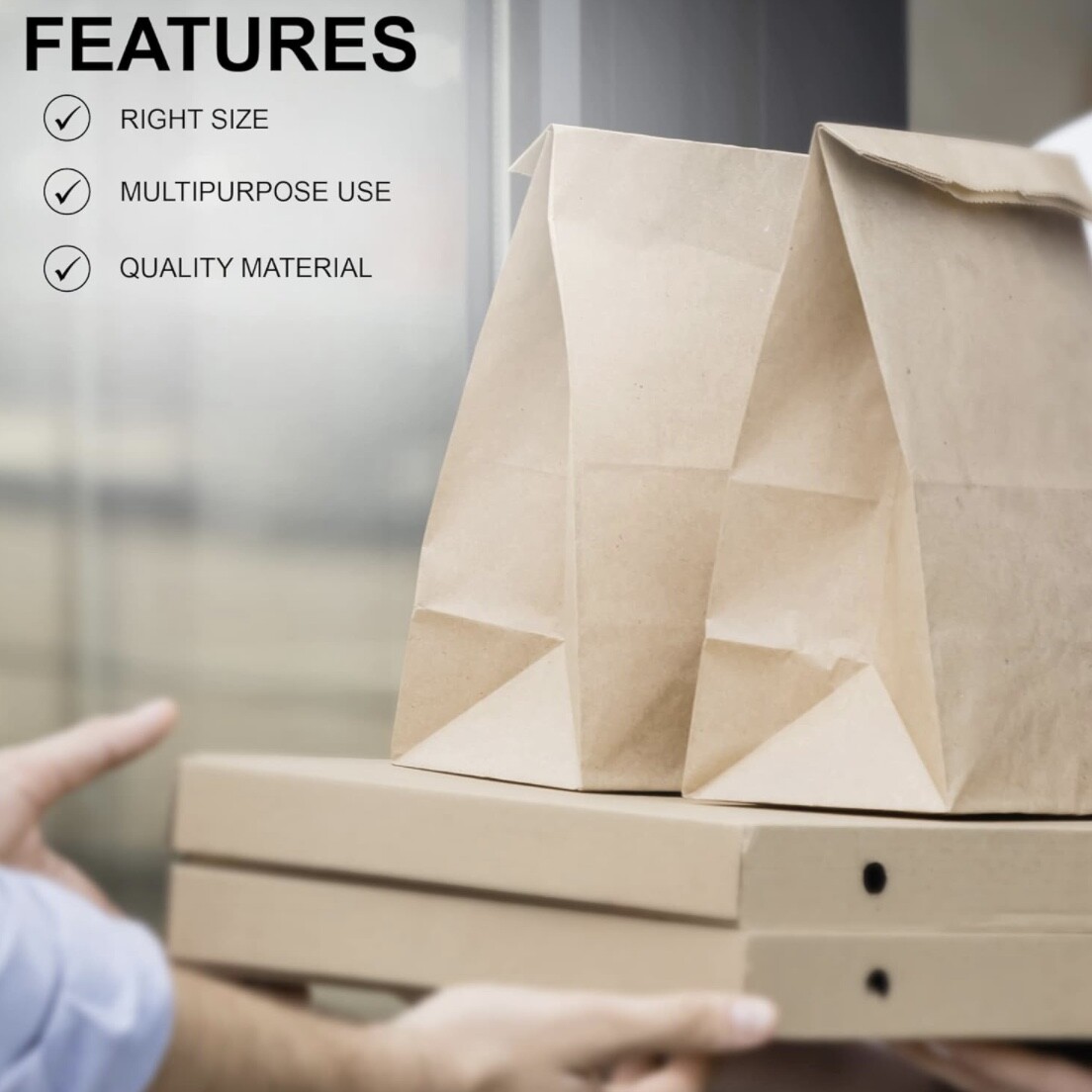 Brown Paper Bag Lunch Grocery Shopping Take out Bags Capacity 2, 4, 6, 8, 12 Lbs