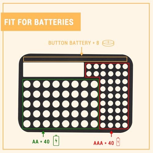 Battery Organizer Storage Case with Tester for AA AAA Button black-orange