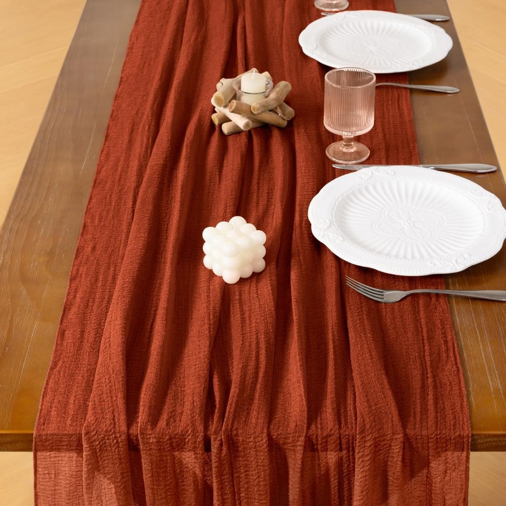 3pcs Terracotta Cheesecloth Table Runner Easter Spring Gauze 120 Inch Rustic ...
