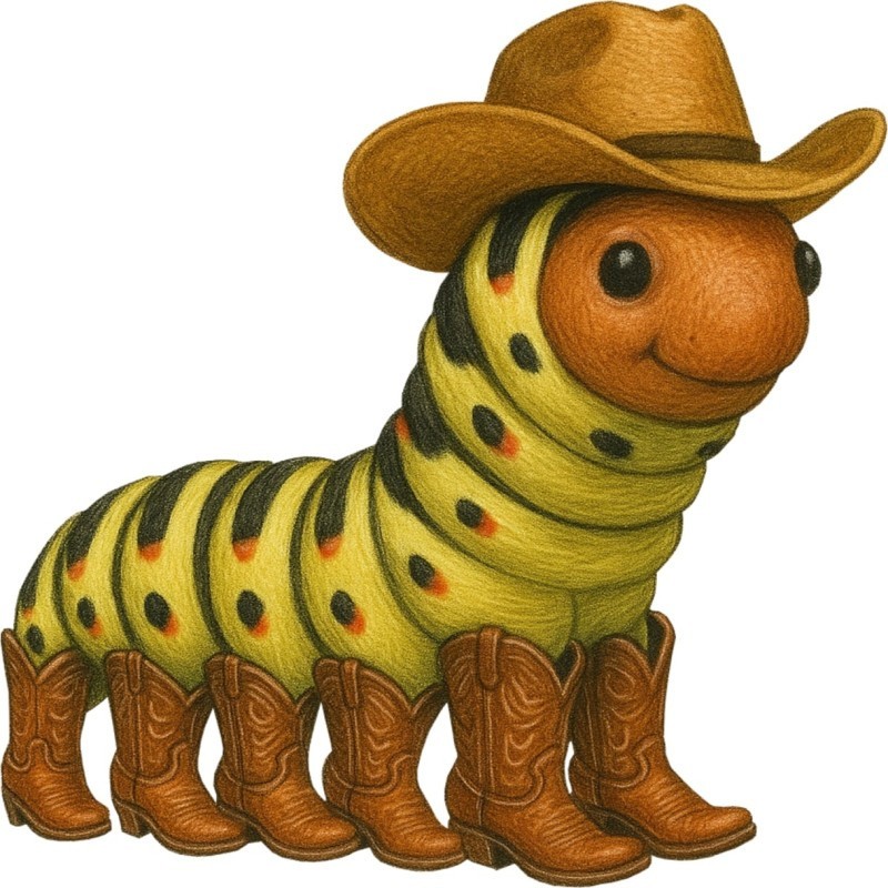 30 Custom Caterpillar Cowboy Personalized Address Labels