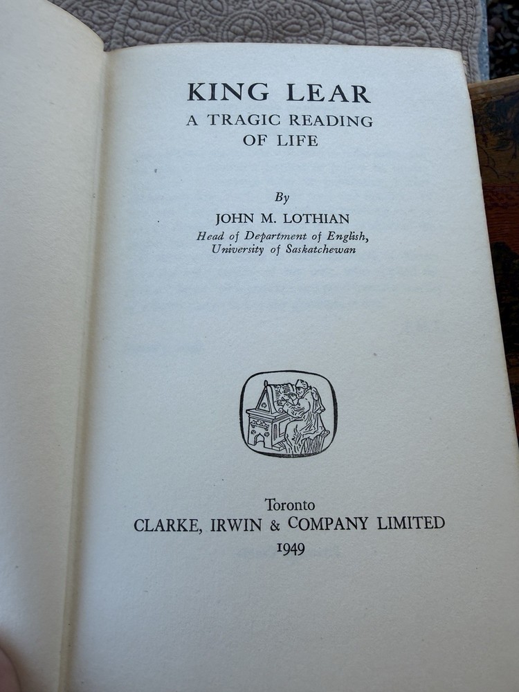 Vintage Book King Lear 1949 Shakespeare