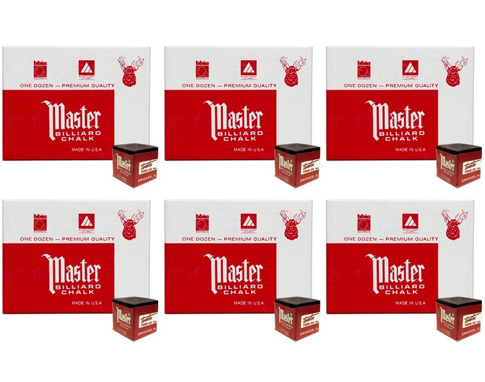 Master Billiard/Pool Cue Chalk - Black - 6 Pack/72 Pieces
