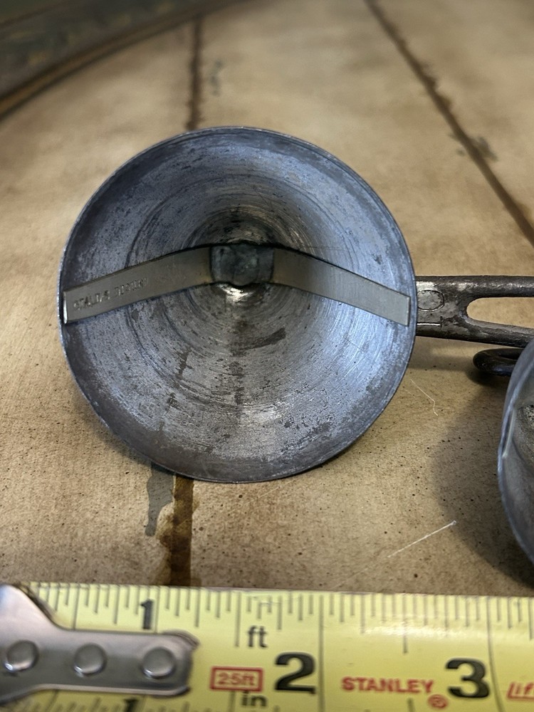 TWO Antique Tin Ice Cream Scoops Key Wind Conical