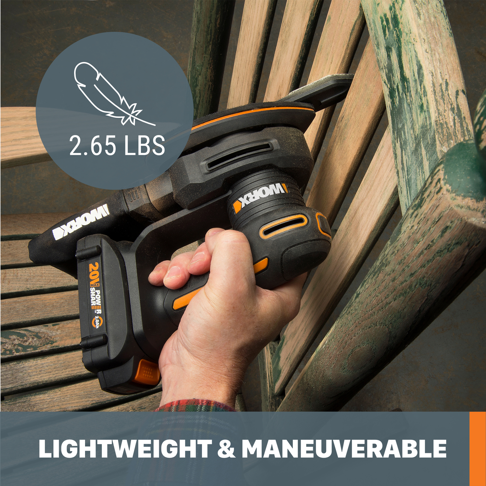 WX822L.9 Worx 20V Powershare Detail Sander (Tool Only)