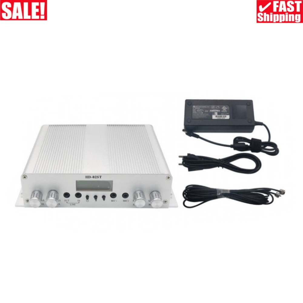 25W FM Transmitter Stereo PLL Broadcast Radio Station with DC Power Supply