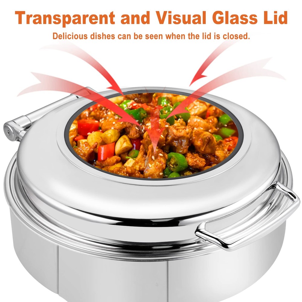 Electric Round Chafing Dish Buffet Set 6 Quart Temp. Adjustable Chaffing Serv...