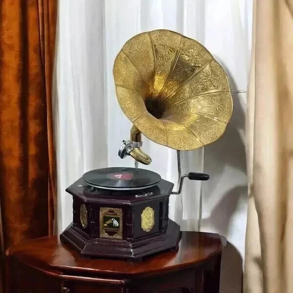 Antique HMV Gramophone Fully Functional Working Phonograph, win-up record player