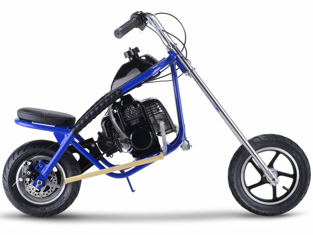 MotoTec 49cc Gas Powered Mini Chopper - 2 Stroke -BLUE or BLACK- NO CA SALES