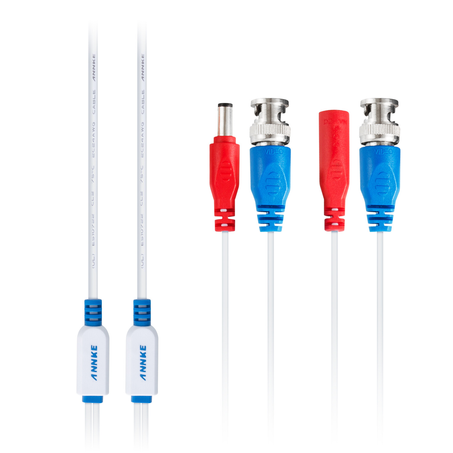 ANNKE 4PCS 100FT 30m Video Power BNC Cable for CCTV Security Camera System White