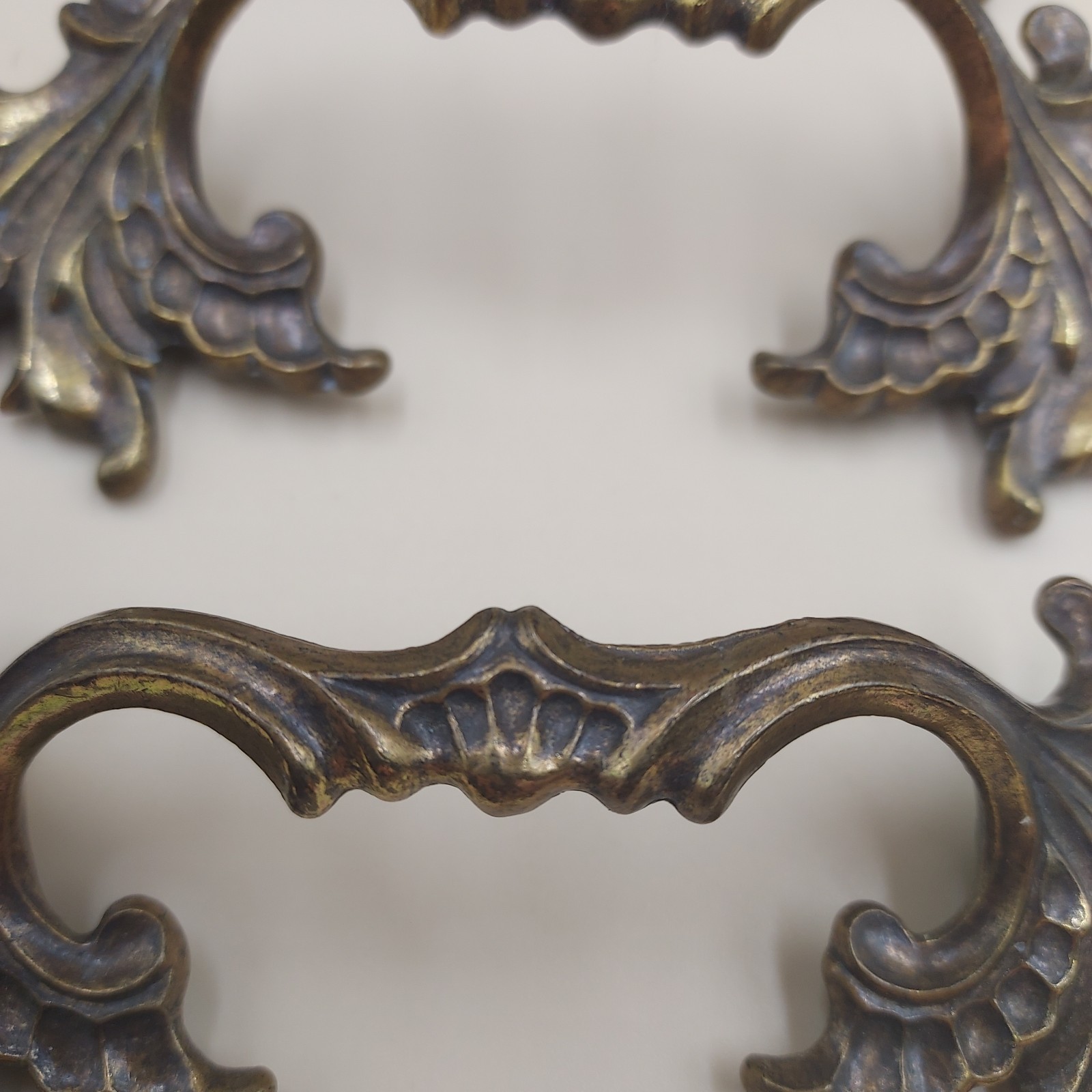 Set of 6 Vintage KEELER Brass French Provincial Drawer Pulls 3.5" Center Holes