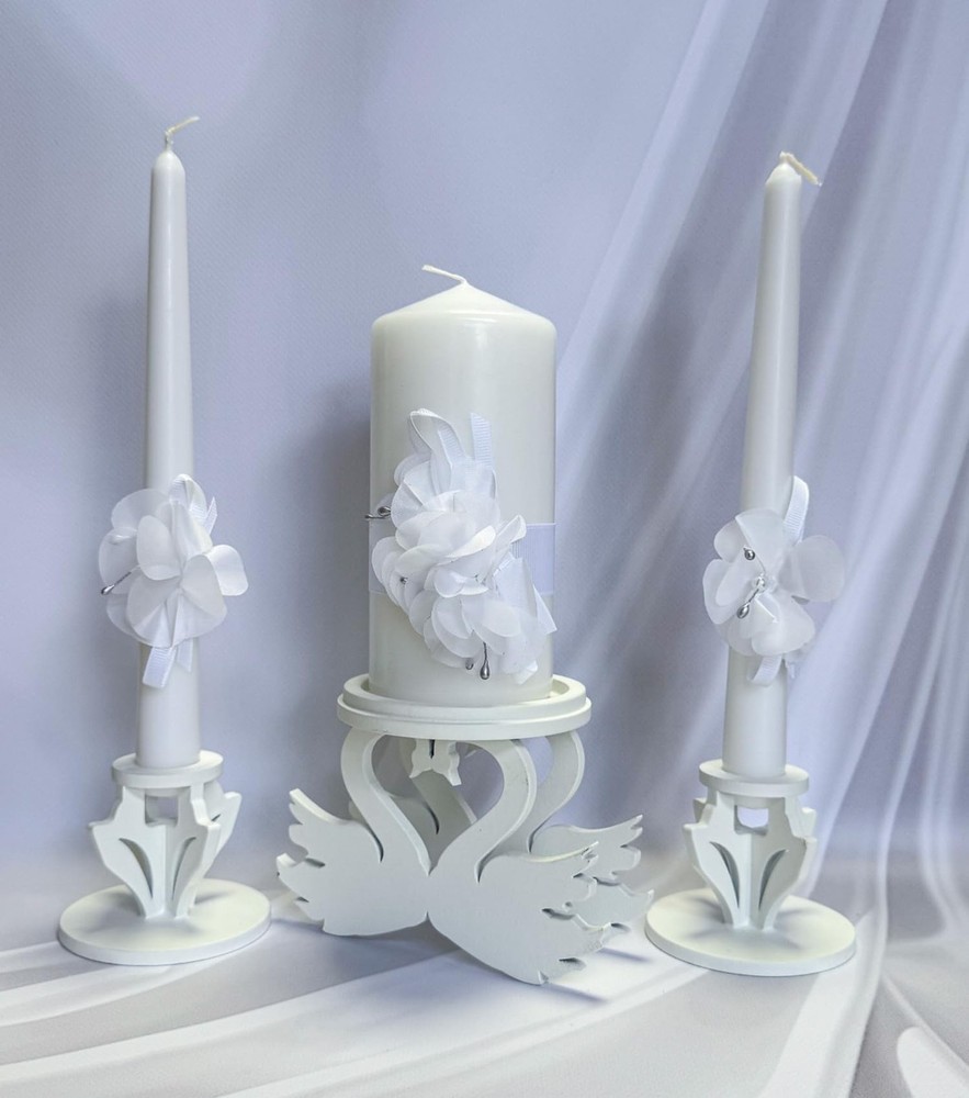 Wooden Unity Candle Holder – Solid Triple Candle Stand – Handcrafted