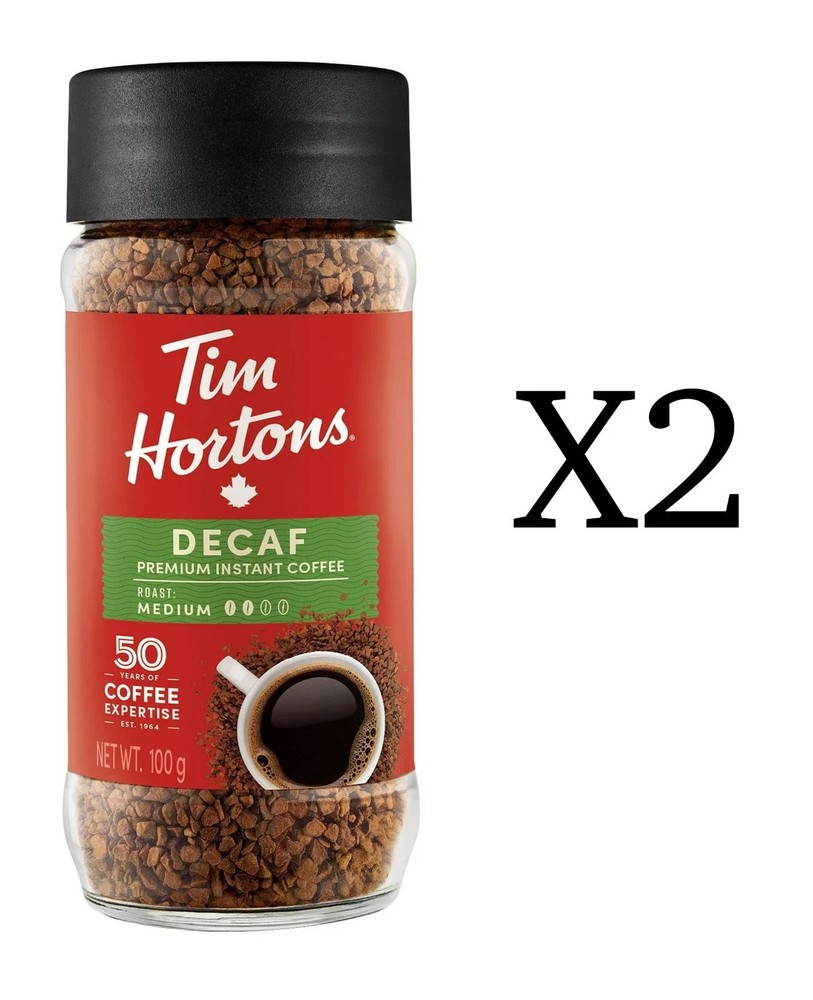 2 x Tim Hortons Premium Decaf Instant Coffee 100g Jar, FREE SHIPPING