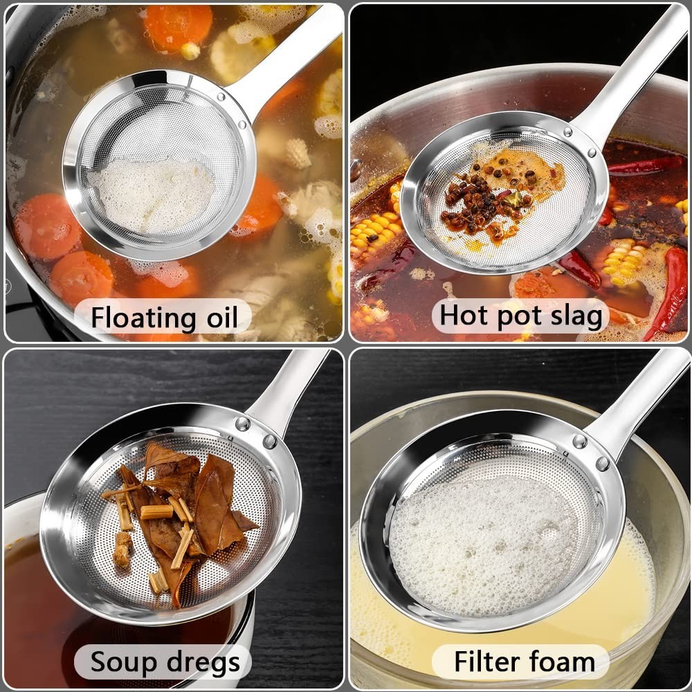 Stainless Steel Fat Skimmer Spoon – Ultra-Fine Mesh Filter Scoop for Kitchen