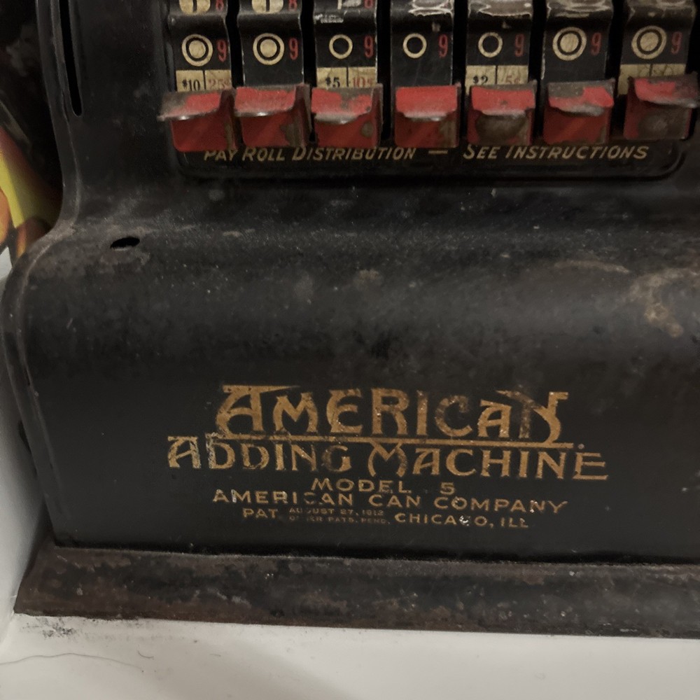American Adding Machine Co Model 5 Five Chicago ILL. Pat.date 1912