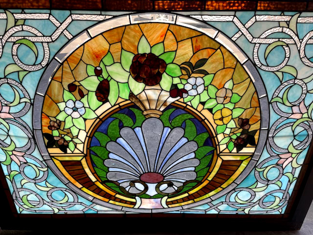 Large floral stained glass window