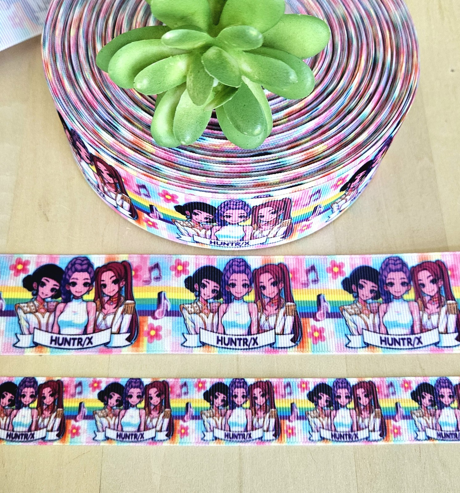 7/8, 1.5 & 3" (1 YD) Korean Pop Star Grosgrain Ribbon Demon Hunter Characters