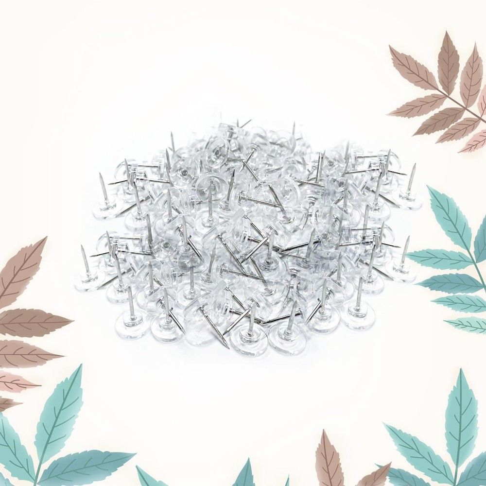 150 Count Push Pins, Willrain Clear Thumb Tacks Suitable