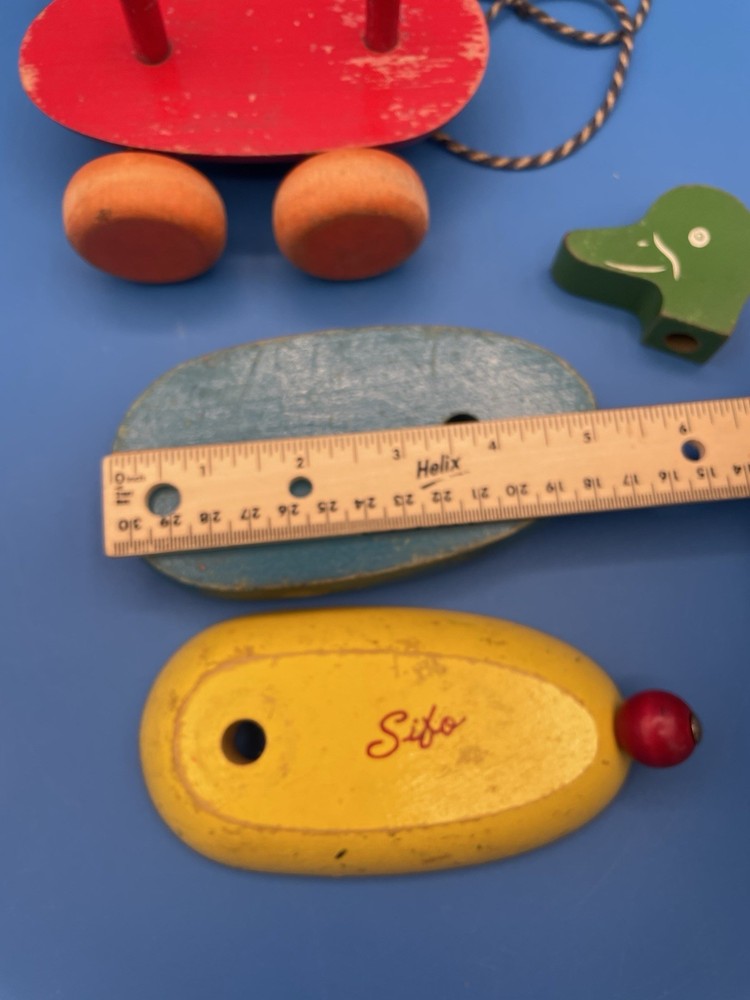 Vintage Stacking Toy Sifo String Pull Duck Wooden 1960’s Waddles when pulled