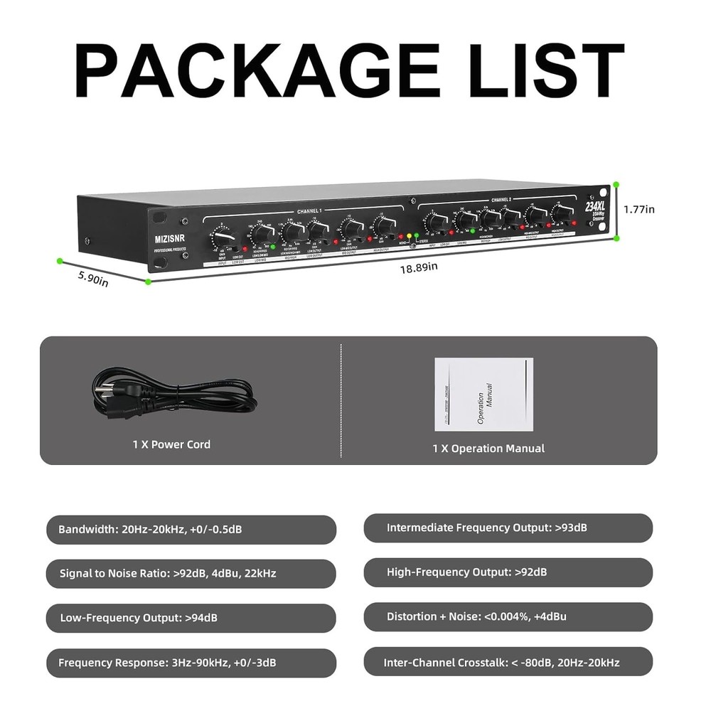 Professional Stereo Crossover XLR Input/Output=