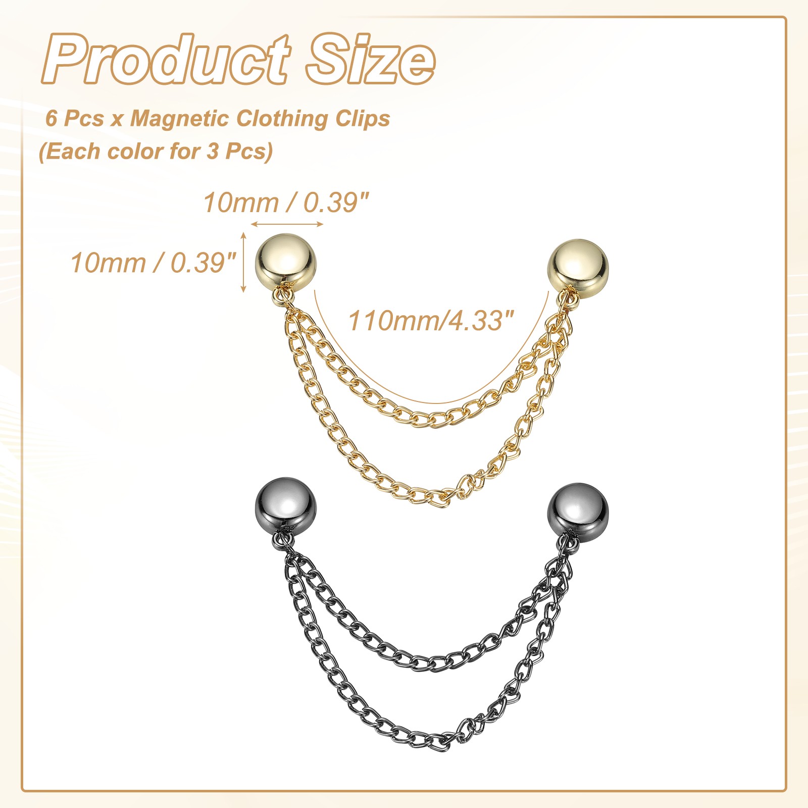 Metal Magnetic Clothing Clips, Magnetic Button Clips,Gold,Black