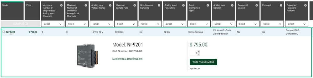 National Instruments NI 9201 cDAQ Analog Input Module, D-Sub