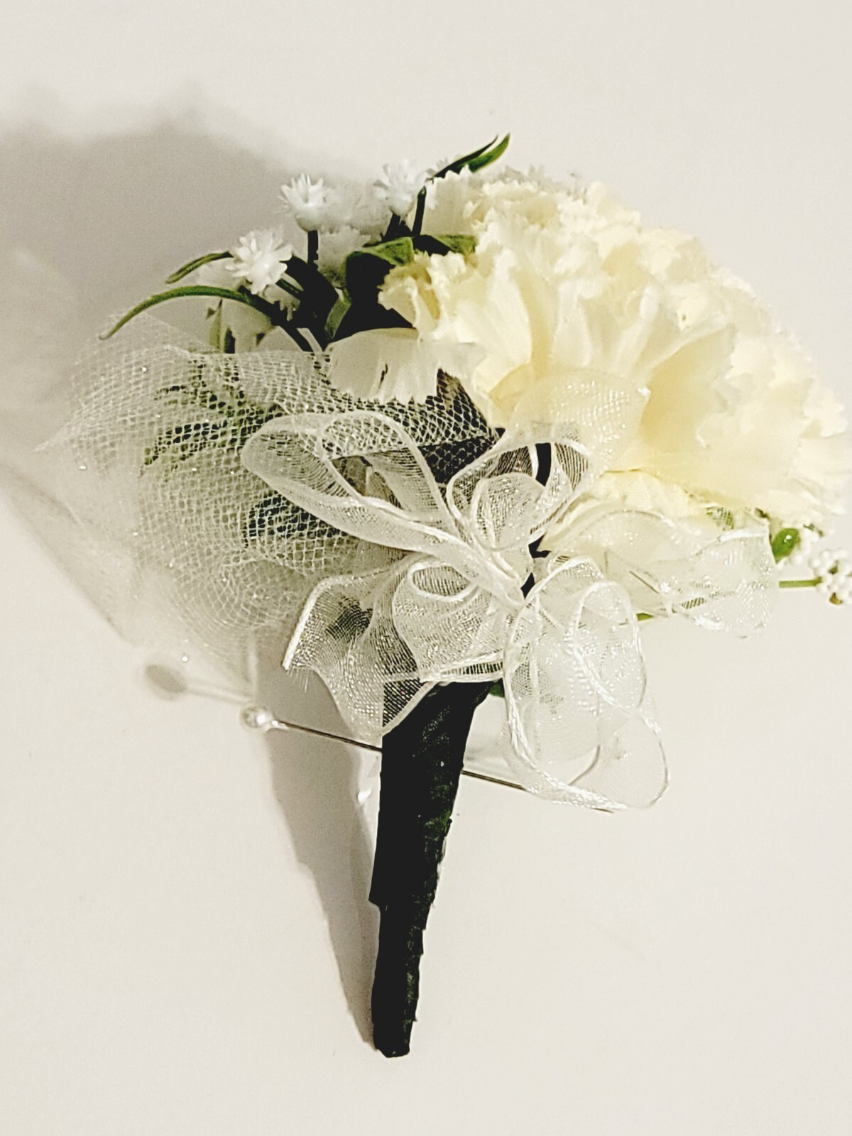 Set of 3 White or Gold Boutonniere For Wedding Prom, Artificial Flowers
