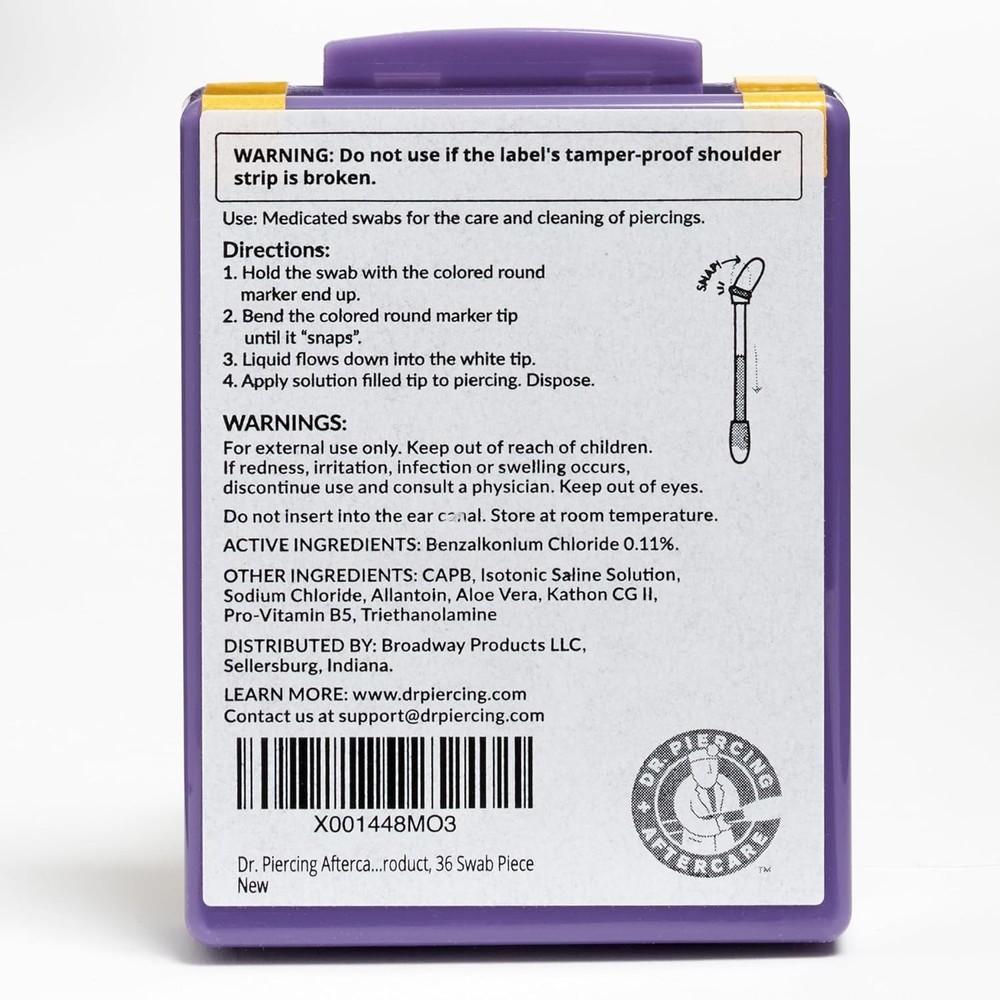 Trusted Piercing Aftercare Swabs - 72 Count, 2-Pack