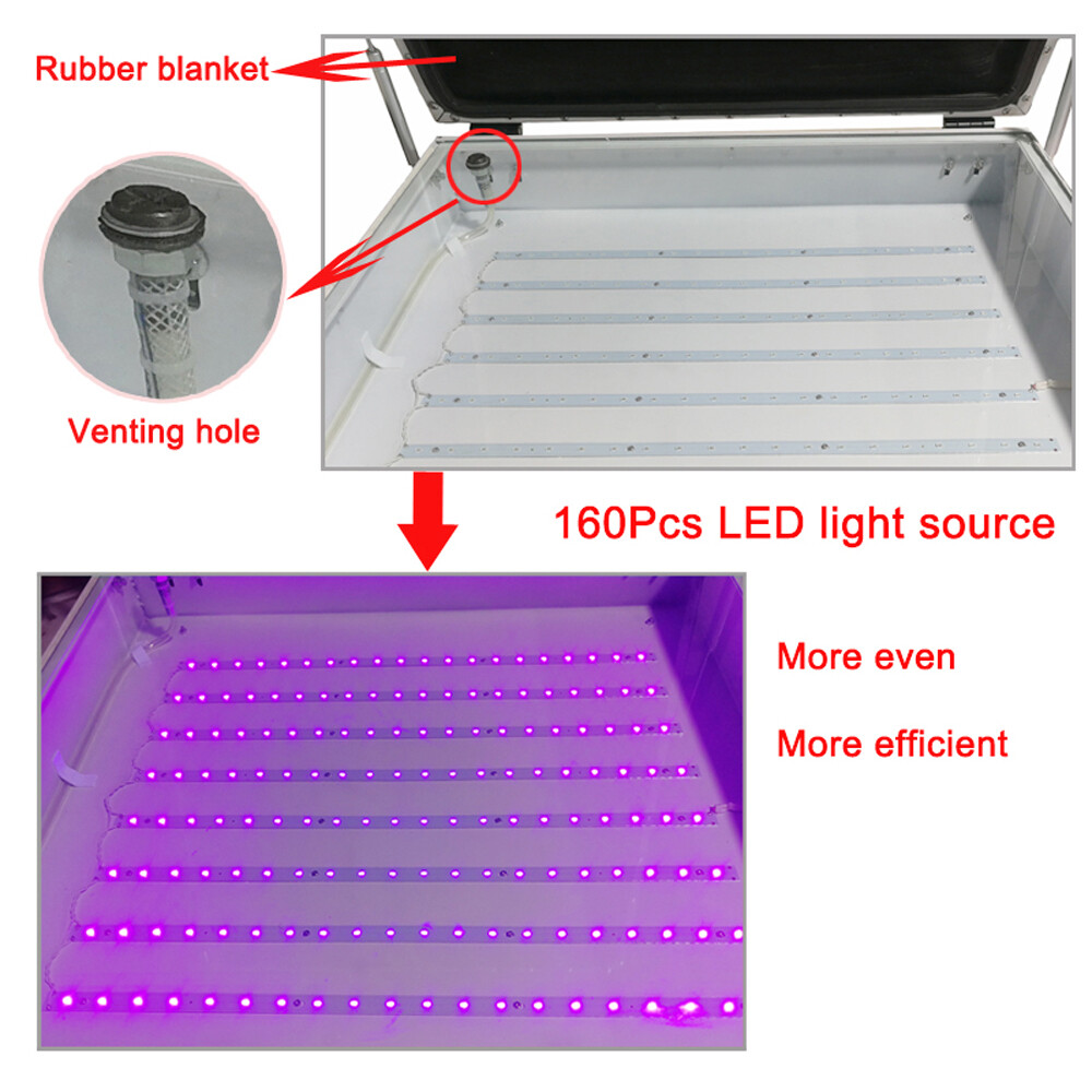 USA Tabletop Precise Vacuum LED UV Exposure Unit PLC Controlled Panel 120W