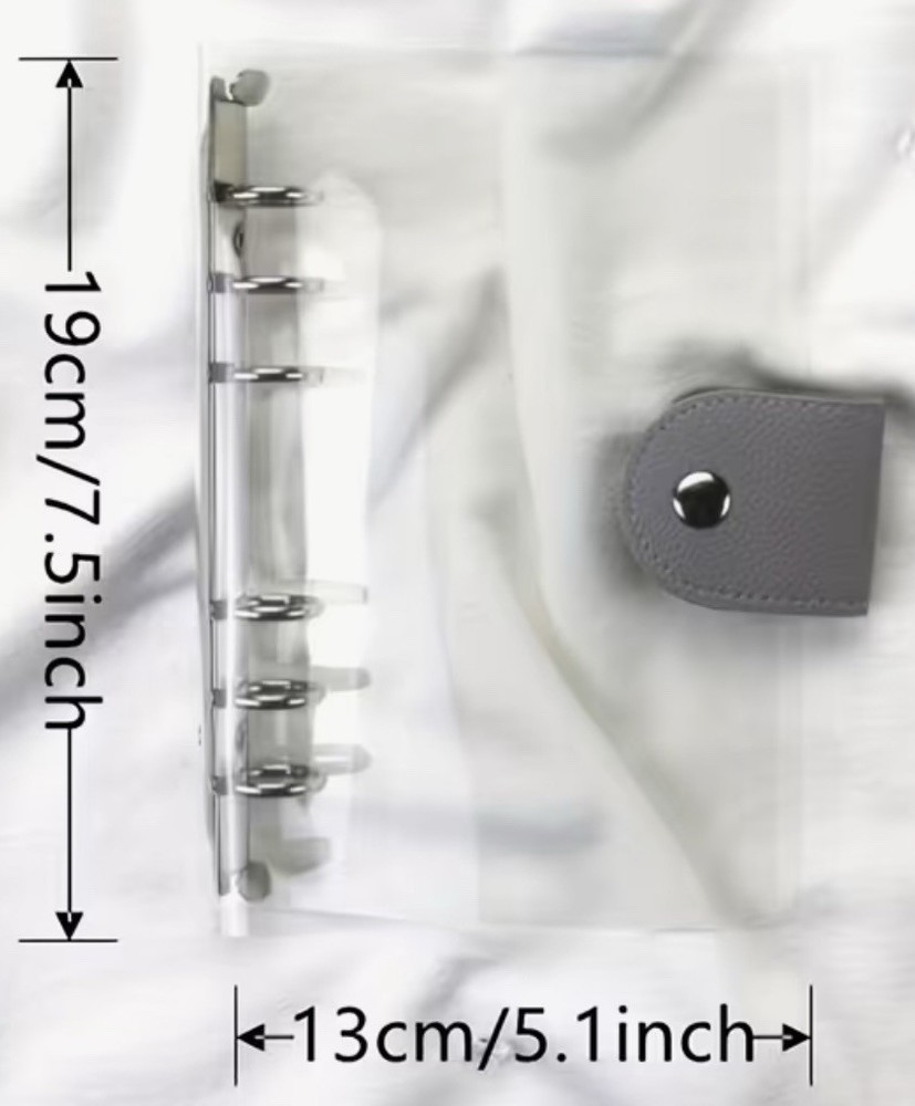 A6 Transparent PVC Binder – Grey Snap