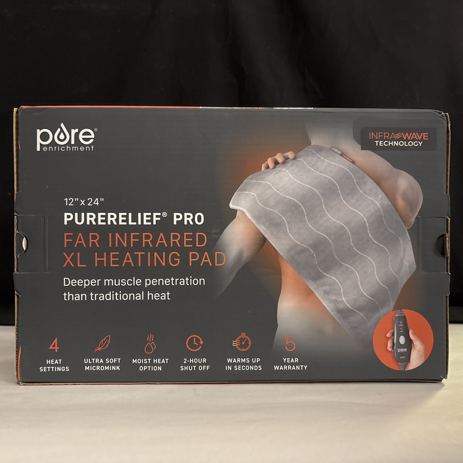 Pure Enrichment FAR Infrared XL Electric Heating Pad PureRelief PRO - 12" x 24"