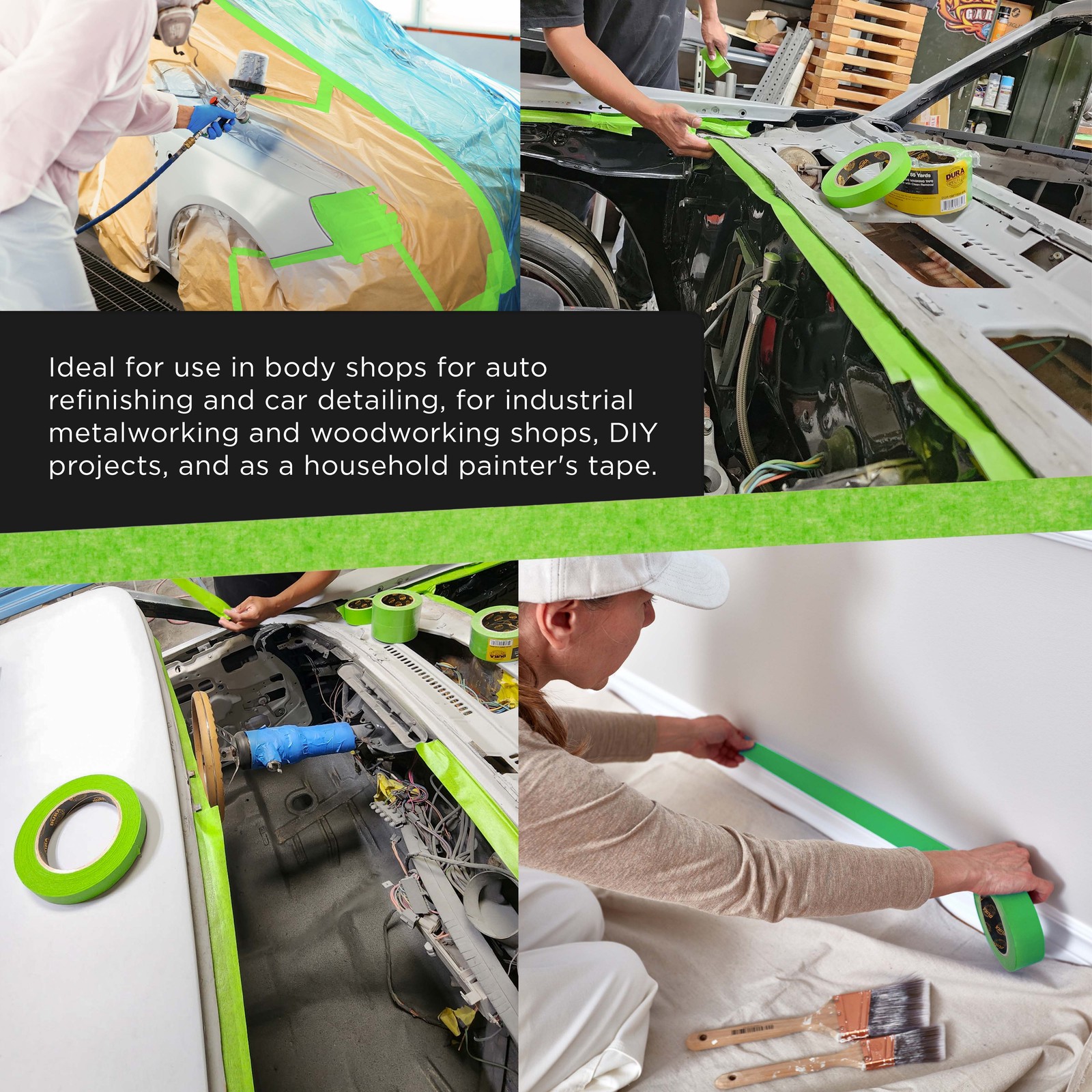 1 Inch (24mm x 55 Yards) Automotive Masking Tape, 3 Rolls - Heat Resistant