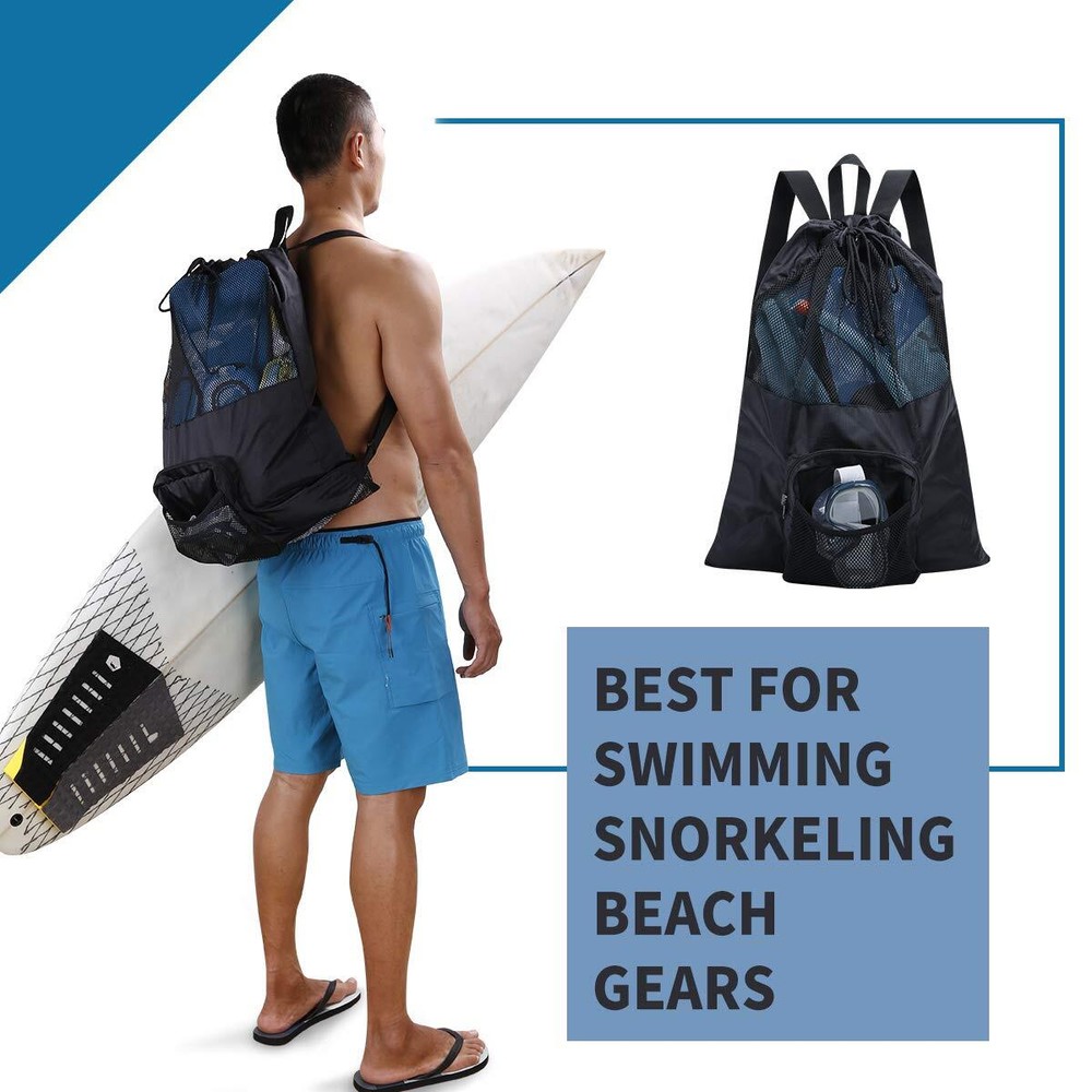 Packable Swim Bag Mesh Swim Drawstring Backpack with 35L Upgraded Capacity & ...