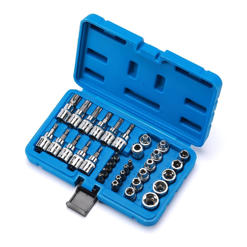 34 Pieces 3/8-Inch Drive Torx Bit Socket and E-Torx (Star) Socket Set, CR-V &...