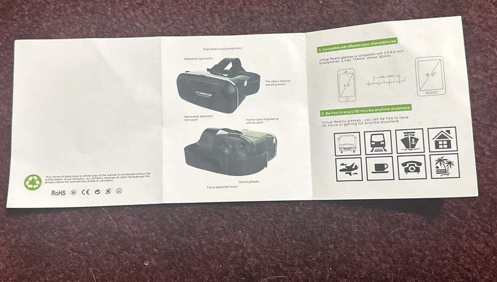 vr shinecon virtual reality glasses NIB