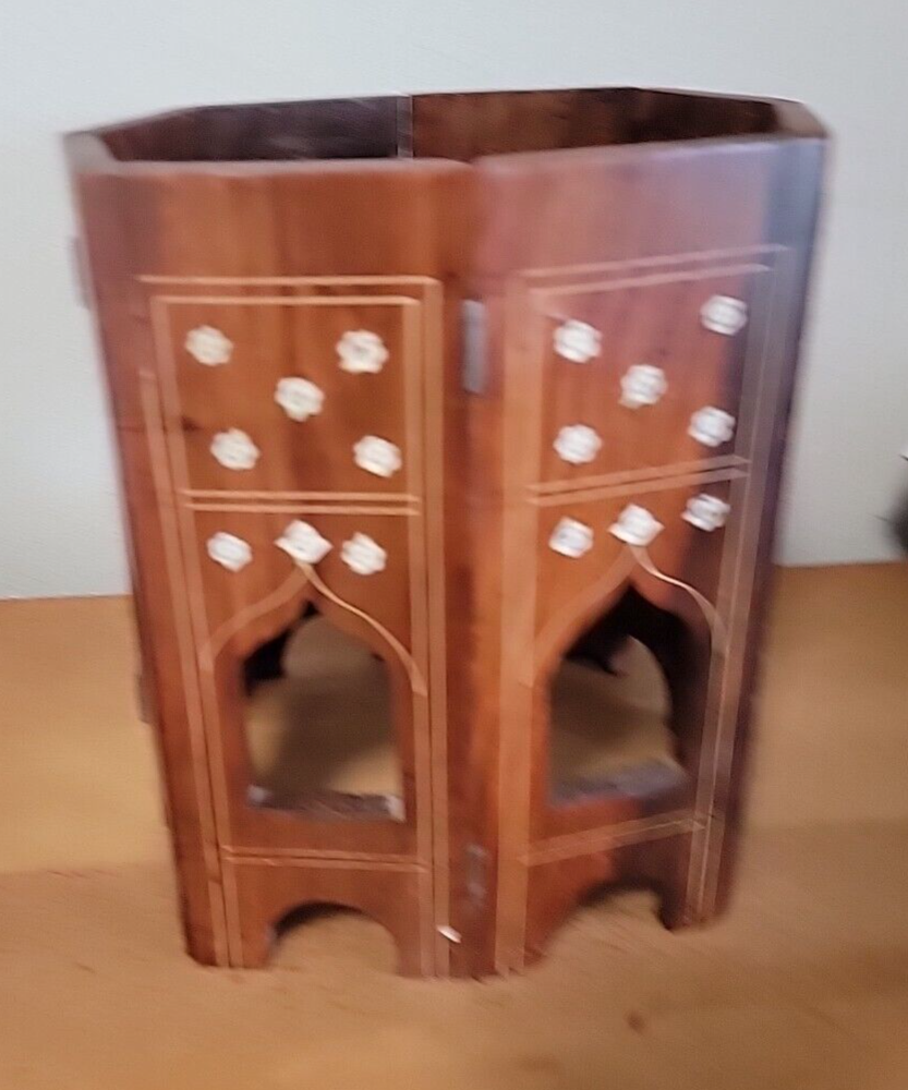 Vintage Carved & INLAID Middle Eastern Octangle Table Base