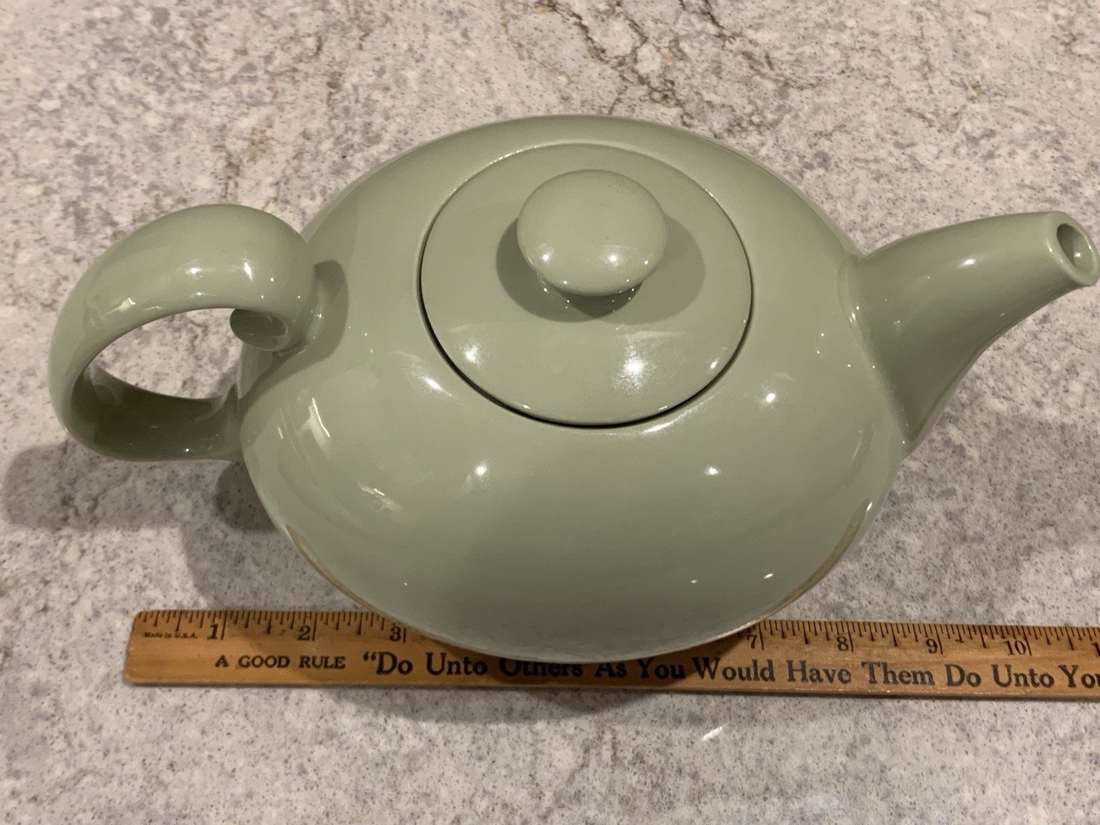 Beautiful Sage Green Ceramic Tea Pot Pitcher Marked #2 On Bottom