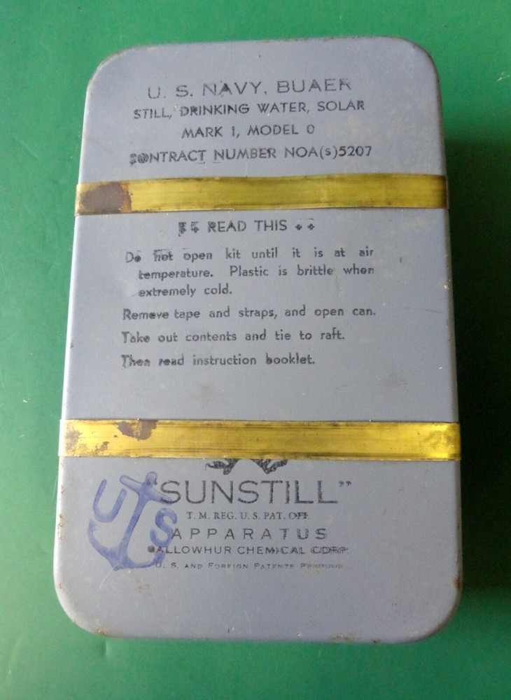 US NAVY BU. AERO SOLAR WATER DRINKING STILL MKI, MOD 0