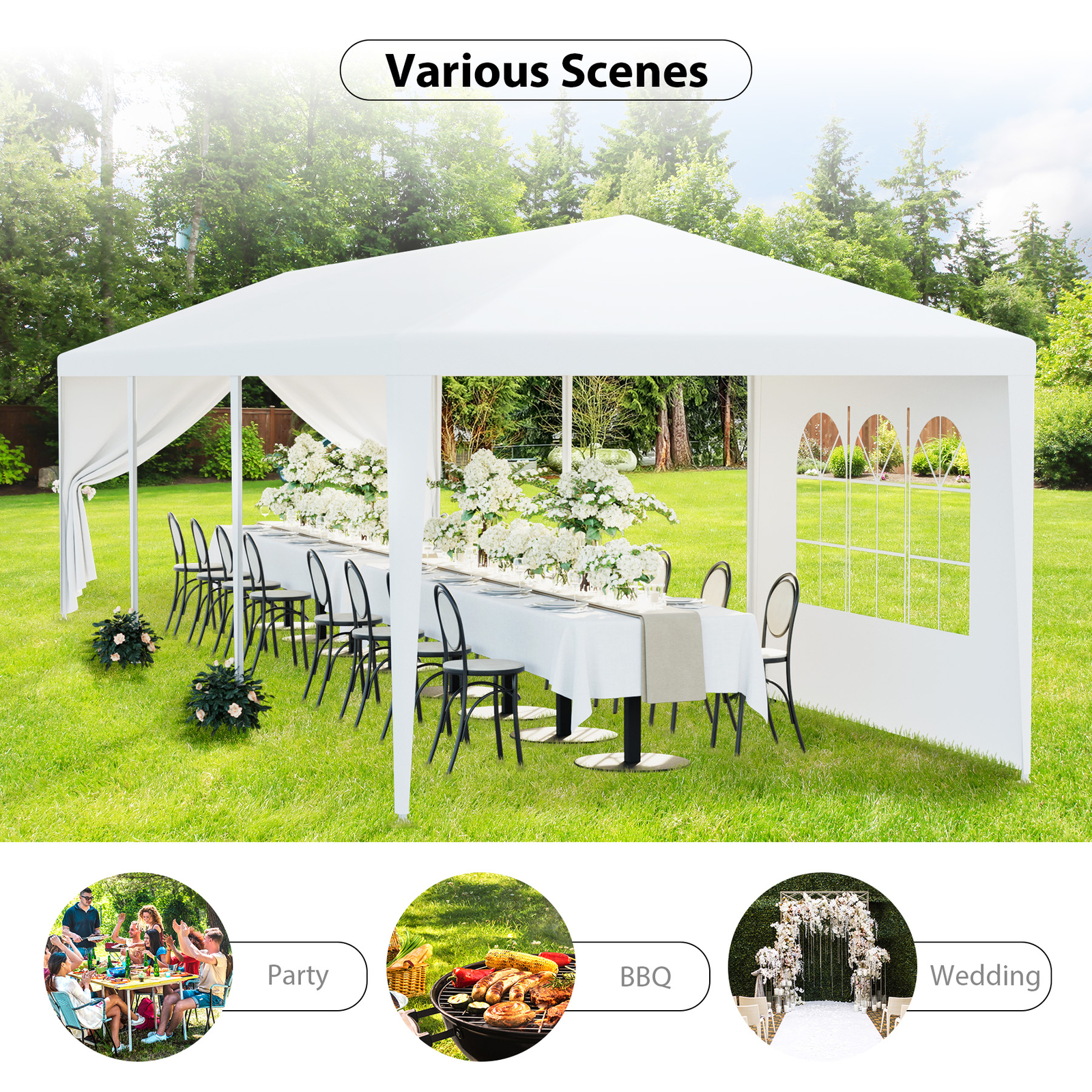 2PCS 10'x30' White Outdoor Gazebo Canopy Wedding Party Tent 8 Removable Walls