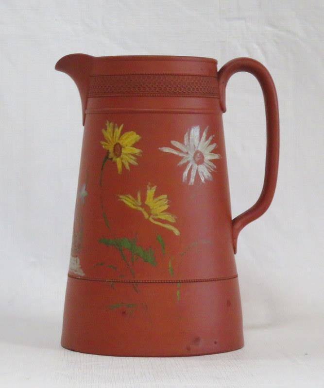 Prattware Earthenware Hand Painted Pitcher 9" Tall