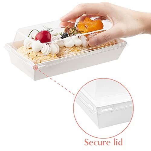 Charcuterie Boxes with Clear Lids, 50 Pack White Bakery Boxes, Cookie Boxes, ...