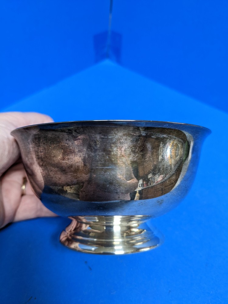 Silver plated solid footed dish/bowl ~ Pictorial marks Crown S Shield