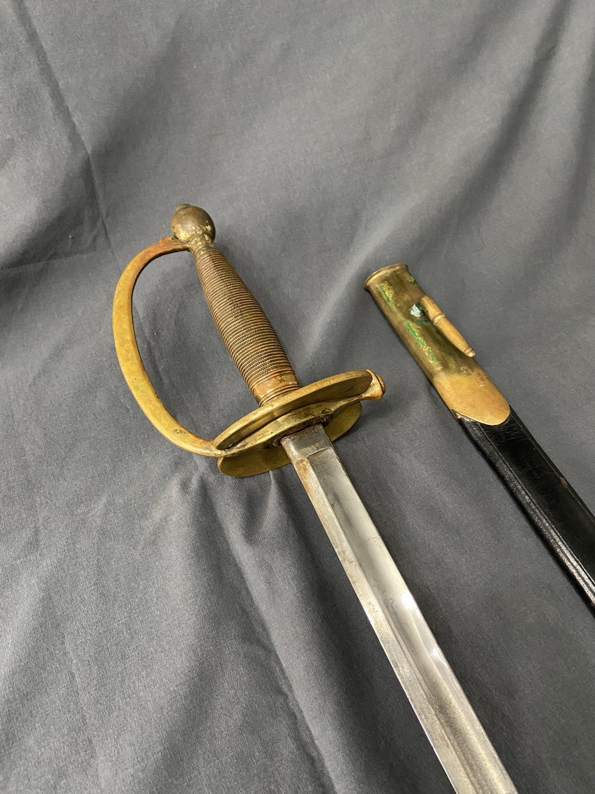 Original Early CIVIL WAR Ames M1840 NCO Sword 1862 w/Repro Leather Scabbard