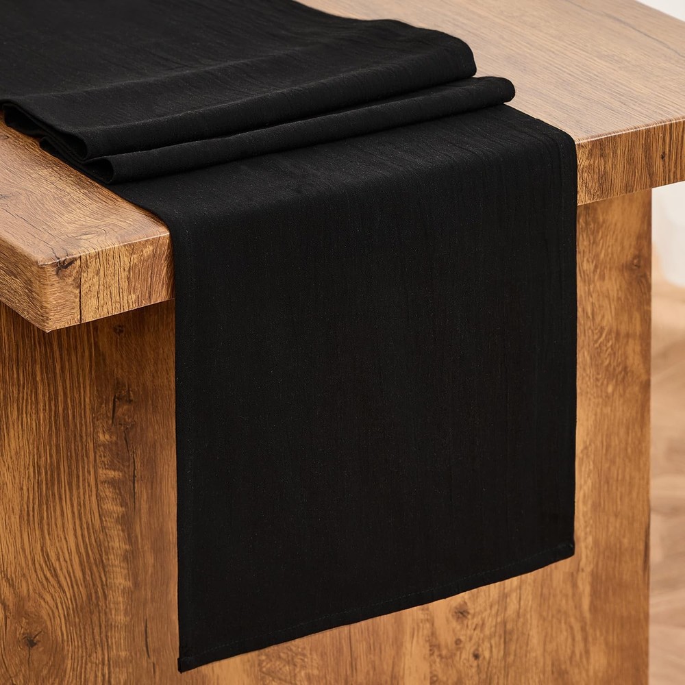 Letjolt Black Table Runner 72 Inches Long Rustic Table Runner Cotton Runner Plai