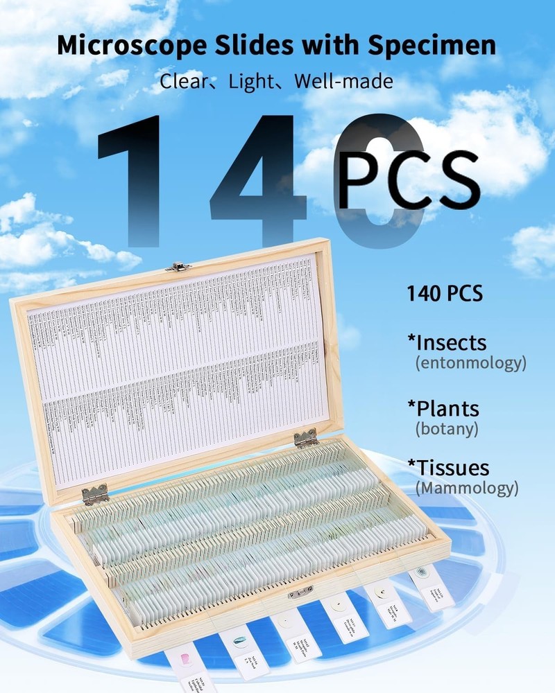 140-Pc Educational Microscope Slide Set - Safe Specimens for Young Scientists