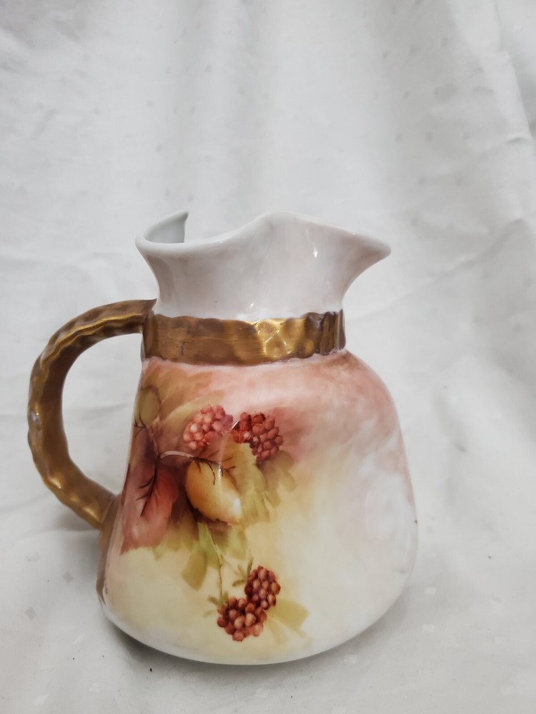 Dimpled Decorative Handpainted Ceramic Pitcher - Signed Alice Olson