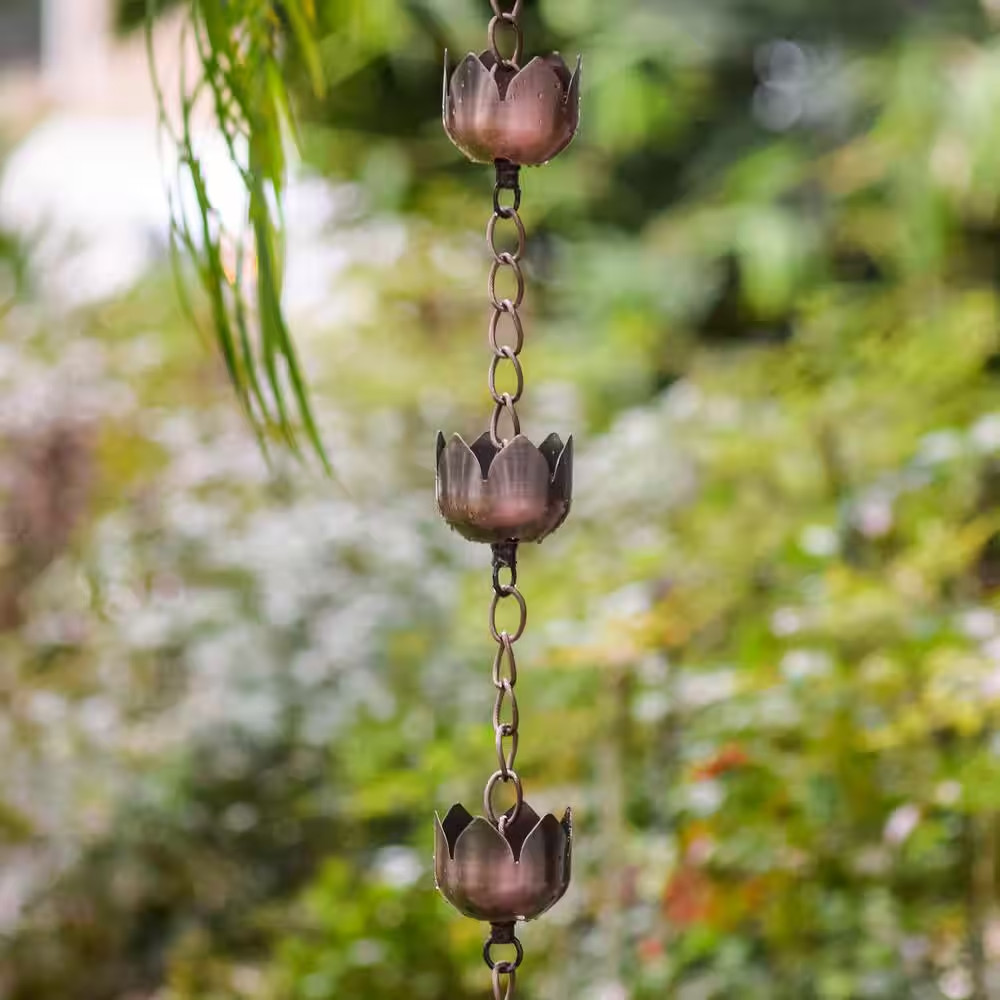 Rain Chain with Lotus Blossoms